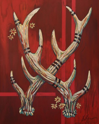 Kelly Halpin, “Elk Antlers on Red"
