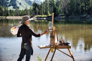 Kathryn Mapes Turner painting in Grand Teton National Park.