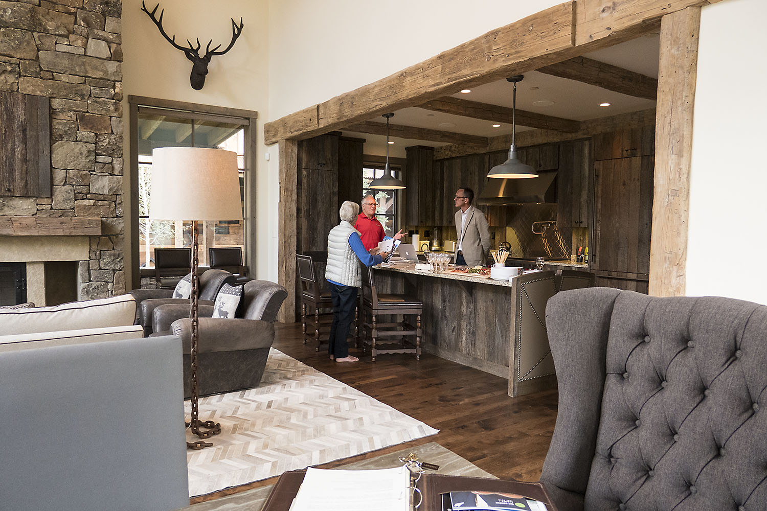 Note the rustic reclaimed barnwood at the Lodge at Fish Creek.