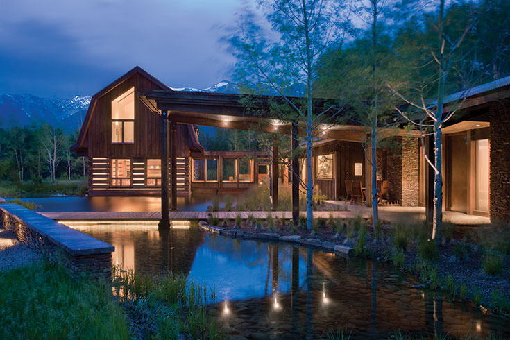 Traditional and progressive styles meld in this updated ranch-style rambler home that is surrounded by reflecting ponds and native trees, grasses, and wildflowers.