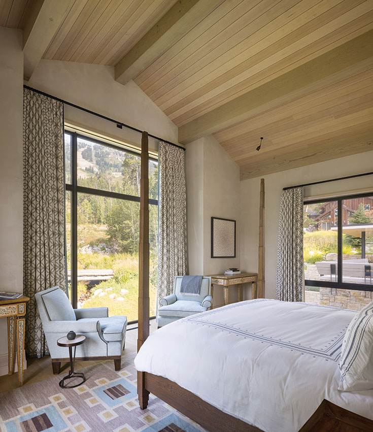 Creekside views from a cozy bed can either propel one into the outdoors, or encourage a day long stay beneath finely made linens.